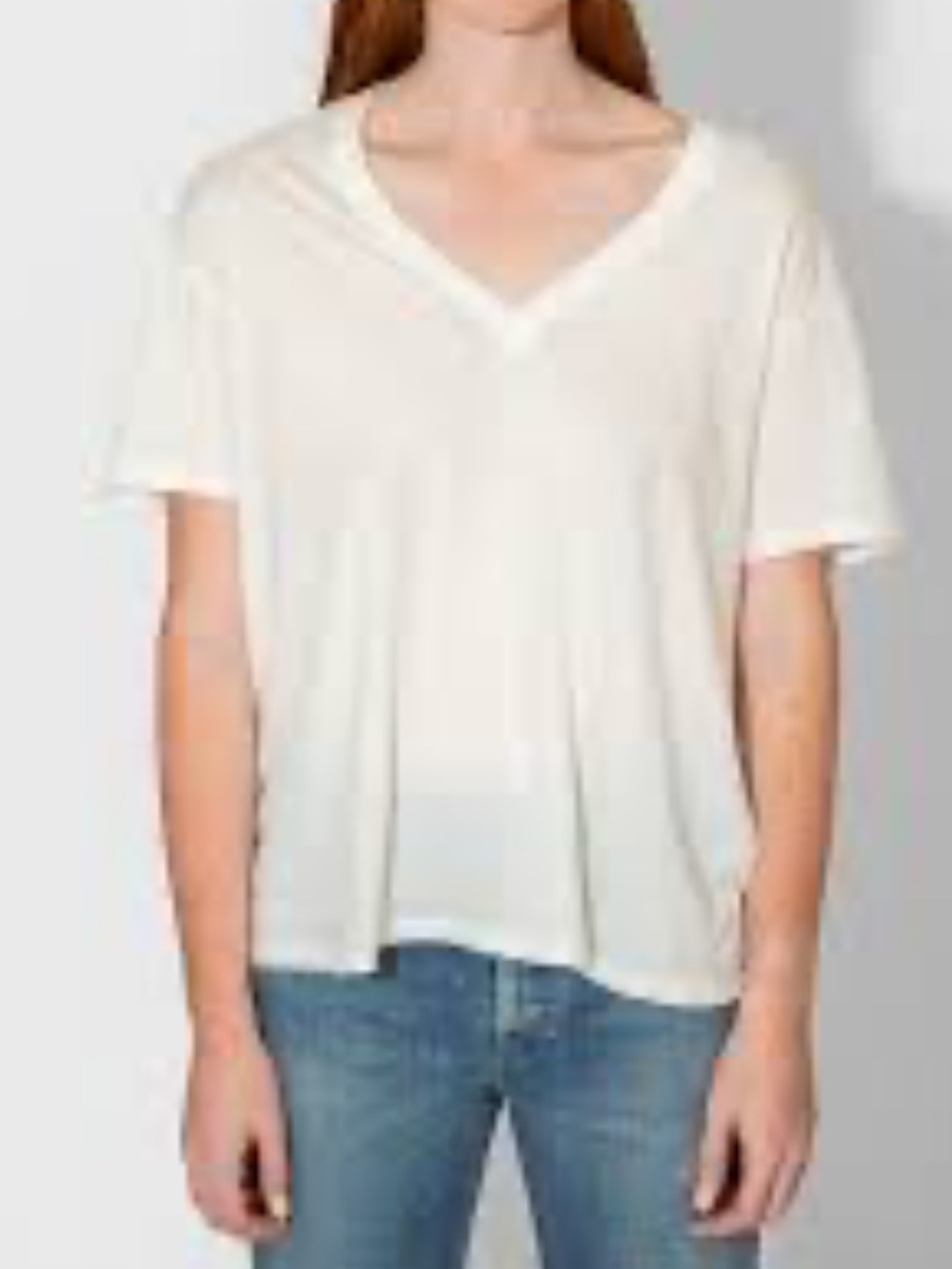 R13 Cream V-Neck Short Sleeve Boxy Tee